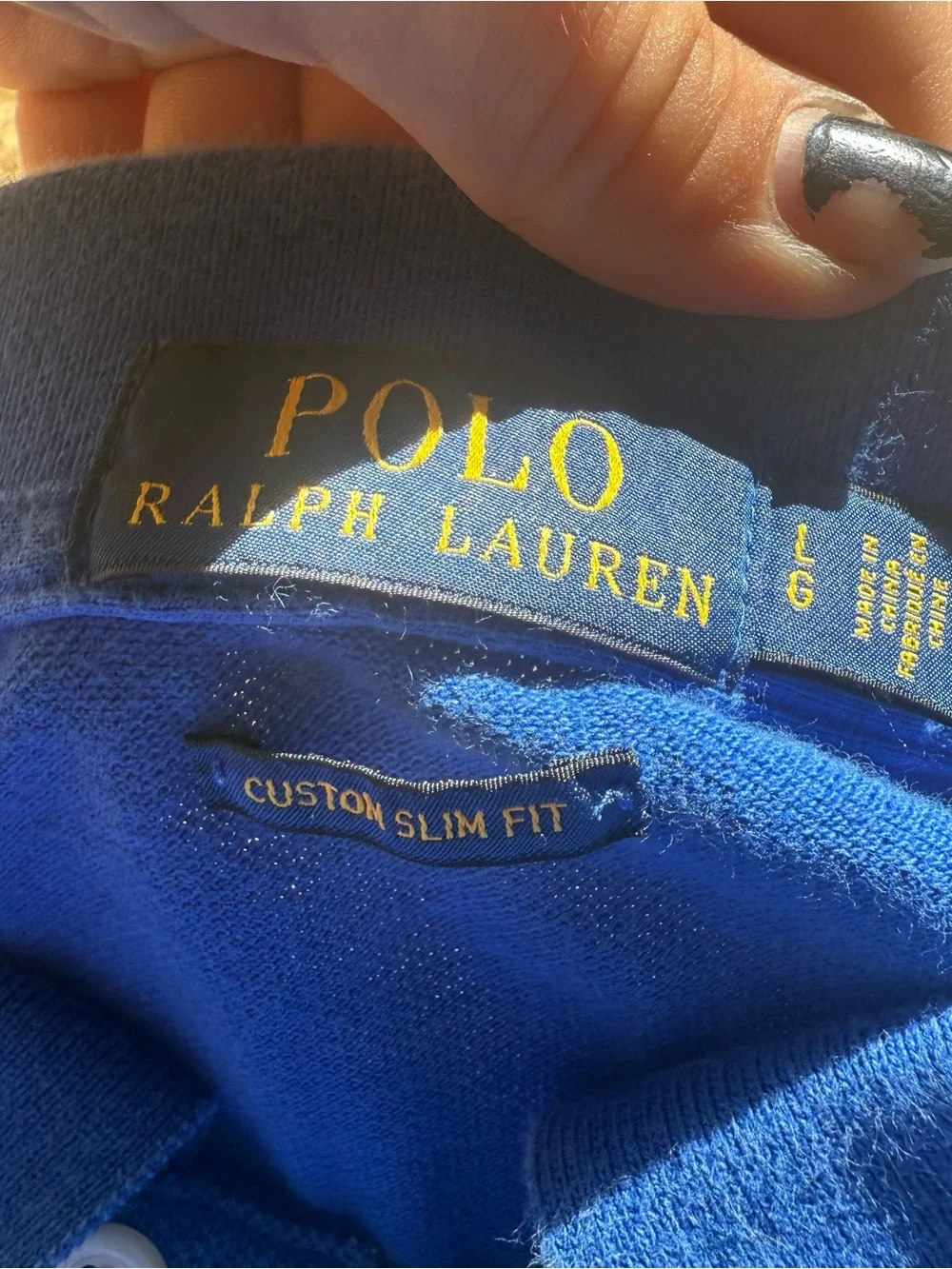 Polo Ralph Lauren Mens Custom Slim Fit Polo Shirt Blue Large Preppy Classic Golf
